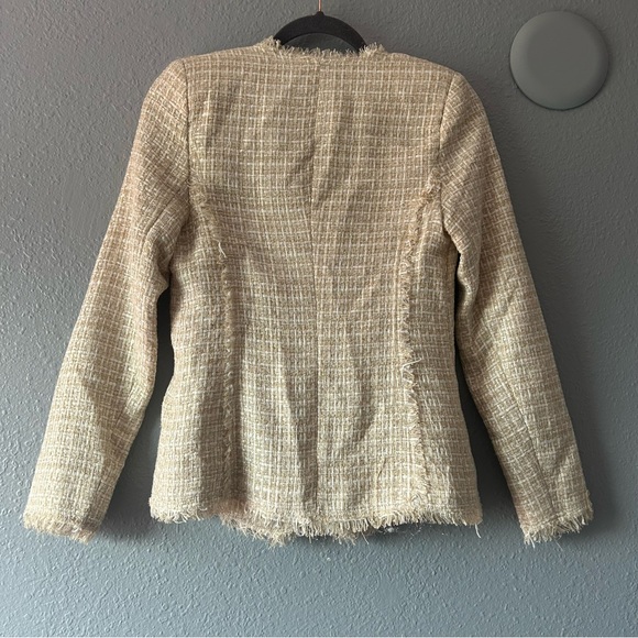 AQUA neutral tweed double breasted blazer - Picture 2 of 3